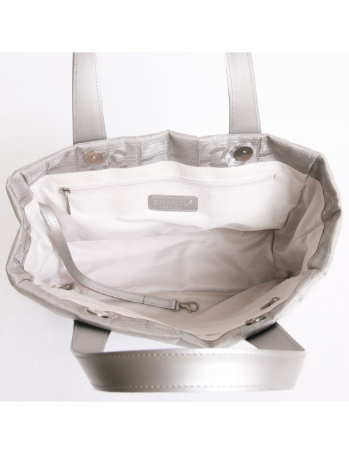 CHANEL bag in silver canvas "line travel"