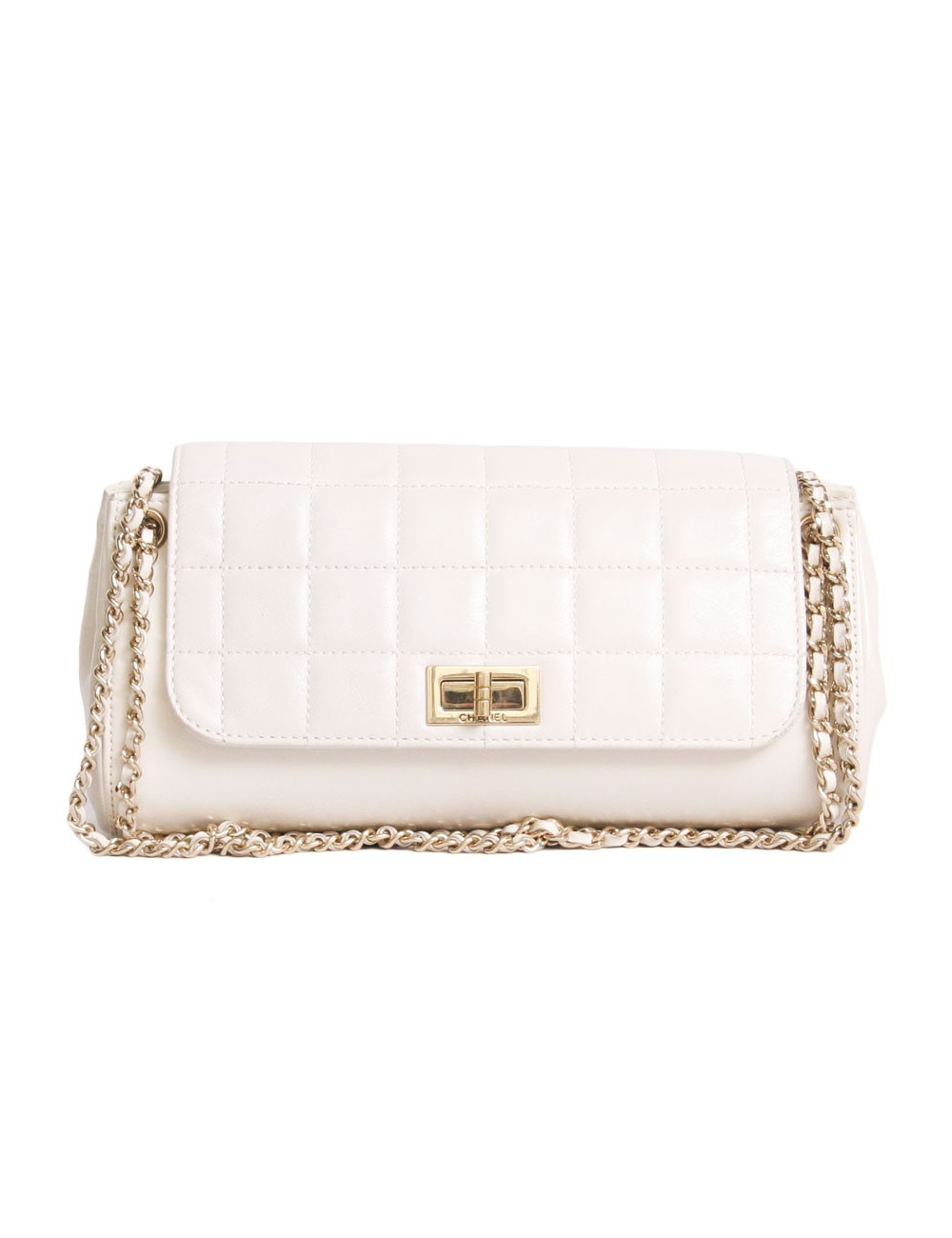 Sac CHANEL   accordeon en cuir d'agneau beige