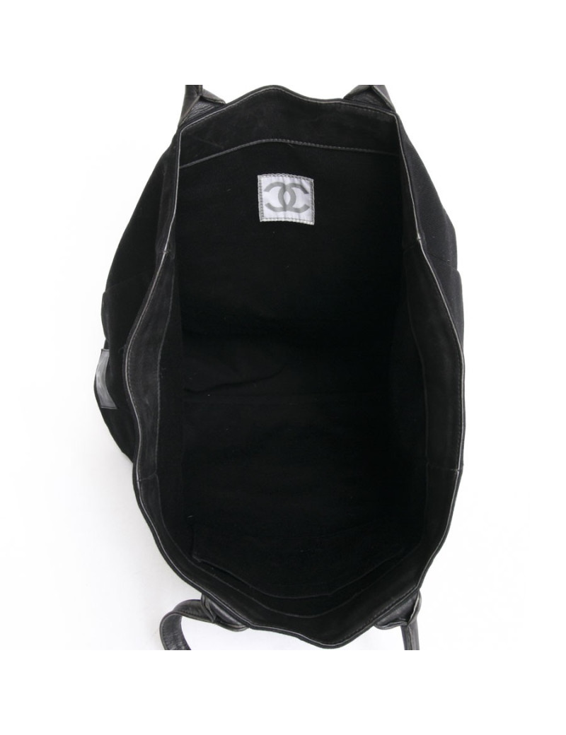 CHANEL tote bag in black jersey and leather