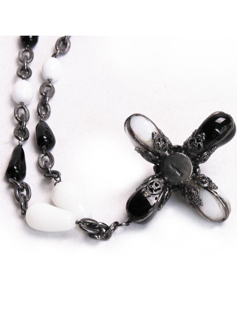 MARGUERITE of VALOIS Couture rock cross necklace