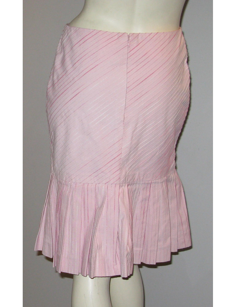 Jupe CHANEL t 36 plissée rayée rose