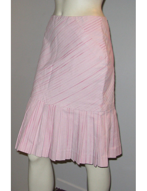Jupe CHANEL t 36 plissée rayée rose