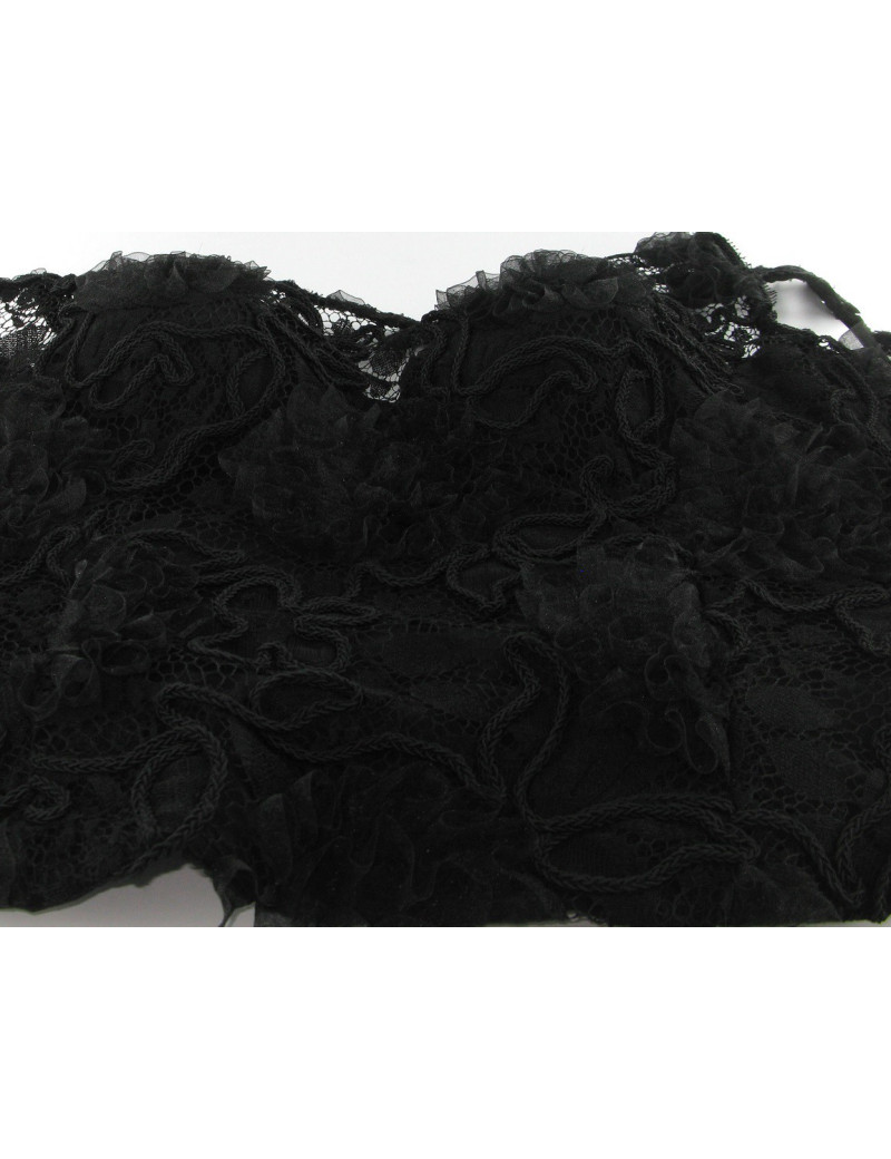 Chemisier CHANEL T 38 sans manches en  broderie de dentelle noire Lesage