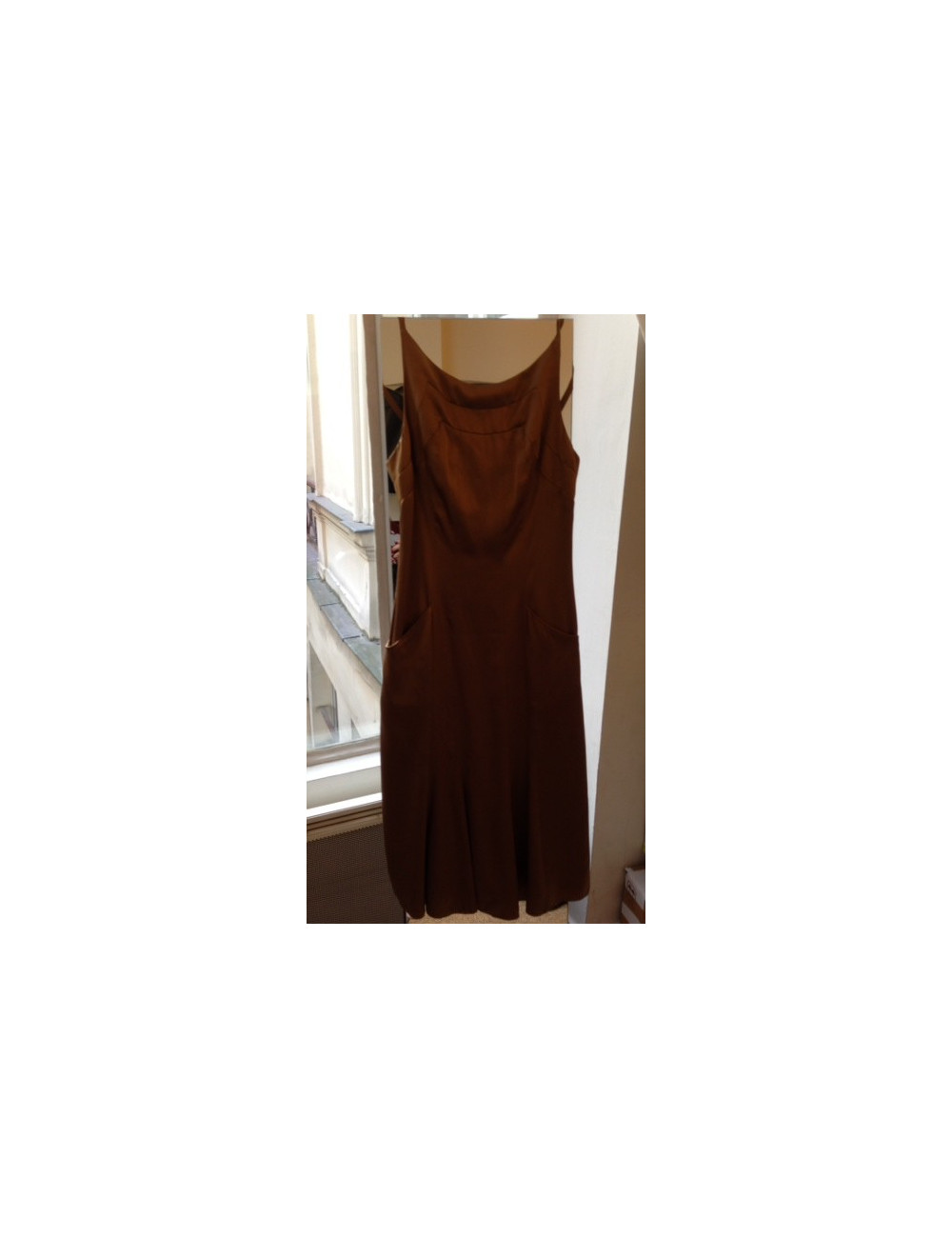 Robe CHANEL T 38 soie mordorée