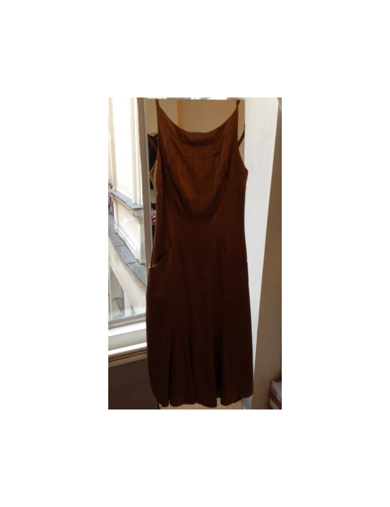 Robe CHANEL T 38 soie mordorée