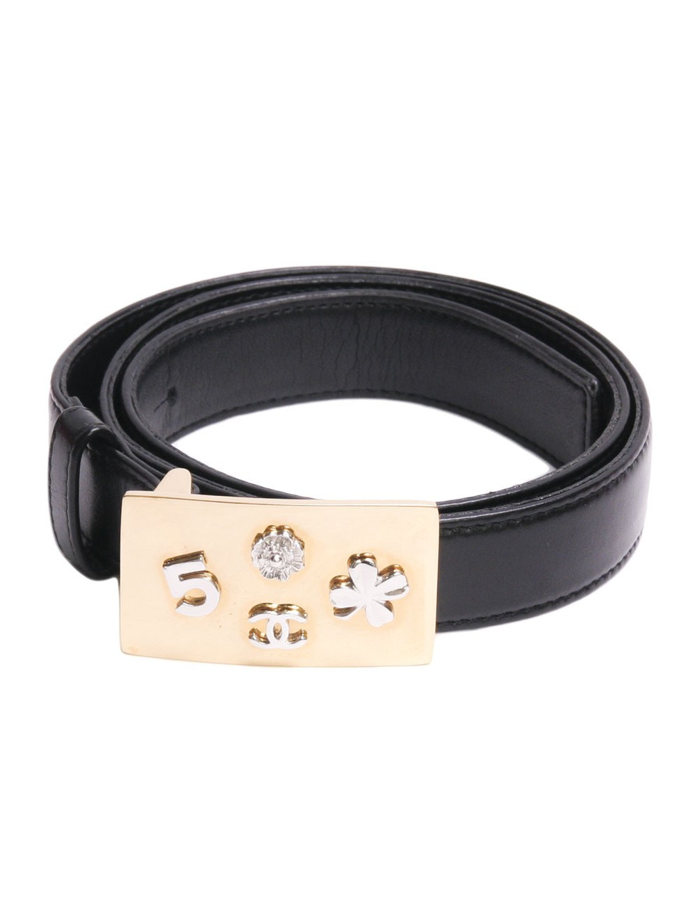 Ceinture CHANEL t 70 en cuir et boucle symboles 