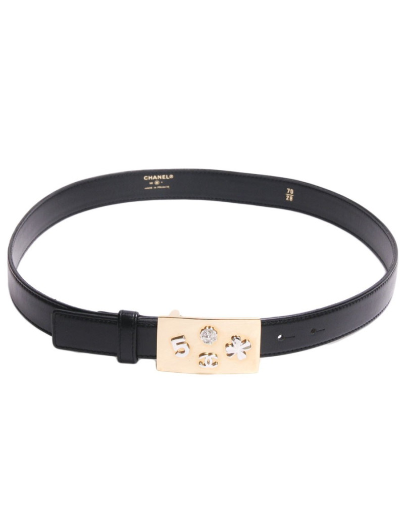 Belt CHANEL t 70 in leather and buckle symbols