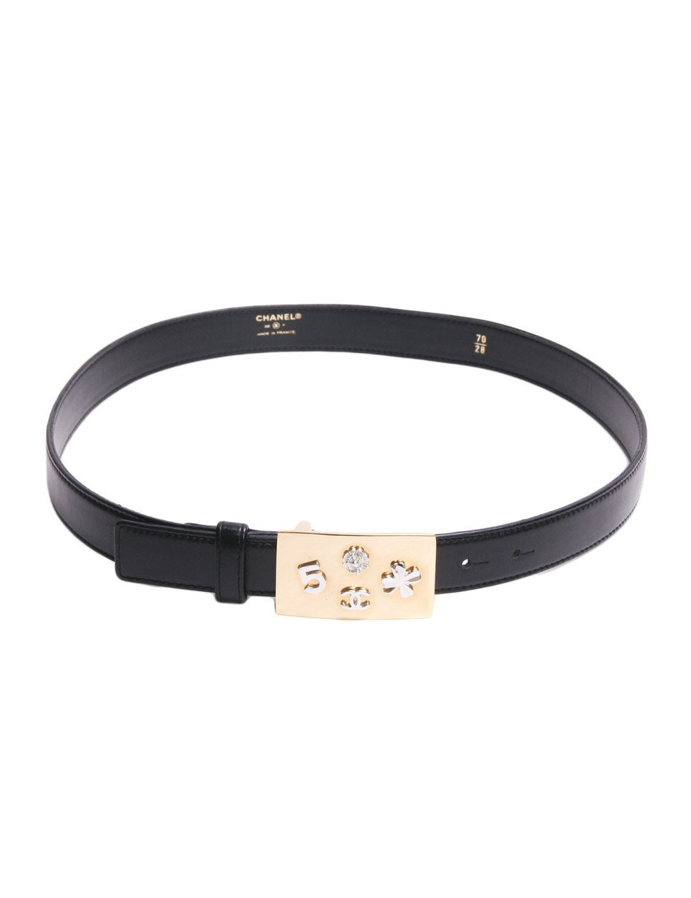 Ceinture CHANEL t 70 en cuir et boucle symboles 