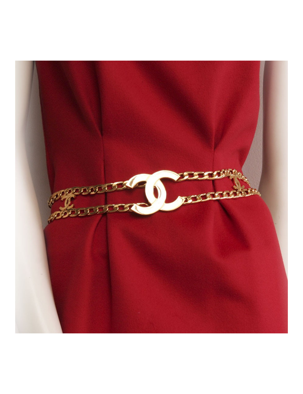 Belt CHANEL T 70 double rank golden chain
