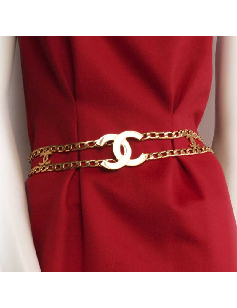 Belt CHANEL T 70 double rank golden chain