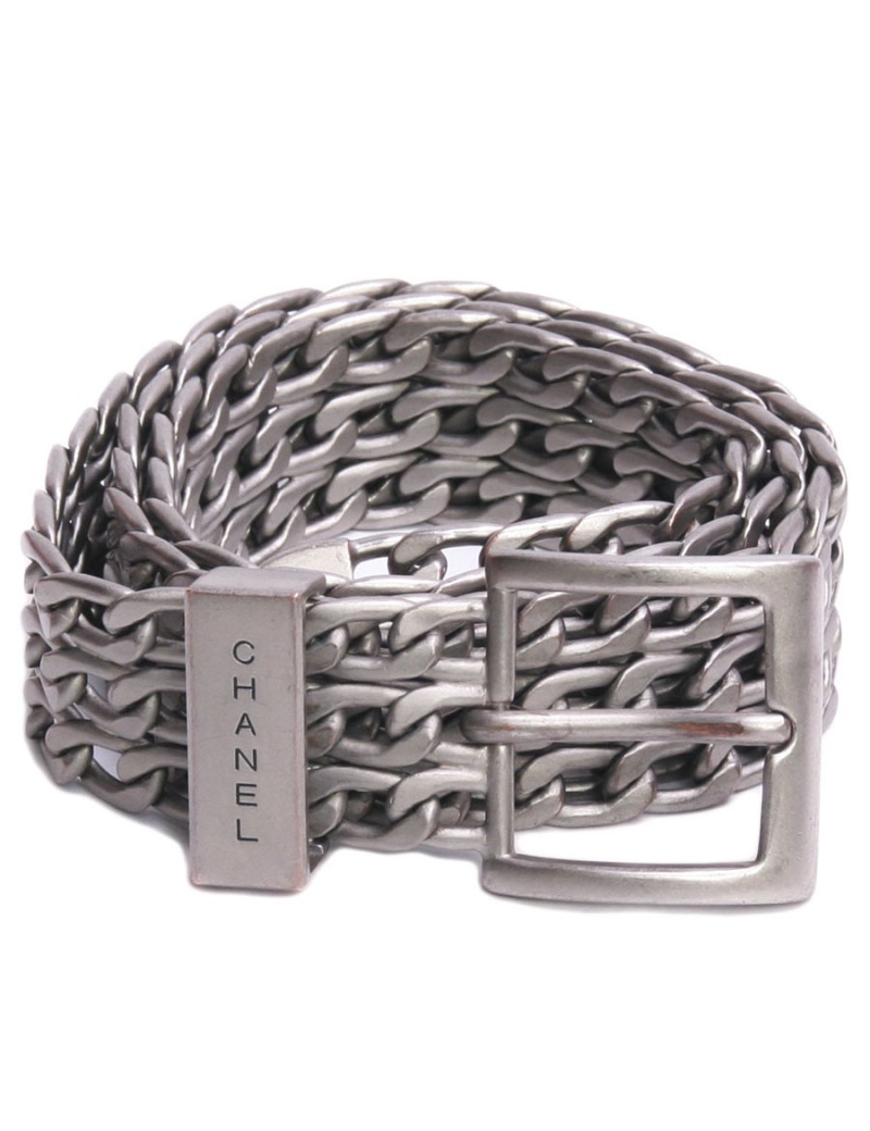 Ceinture CHANEL  T 85 triple chaîne métal argent mat