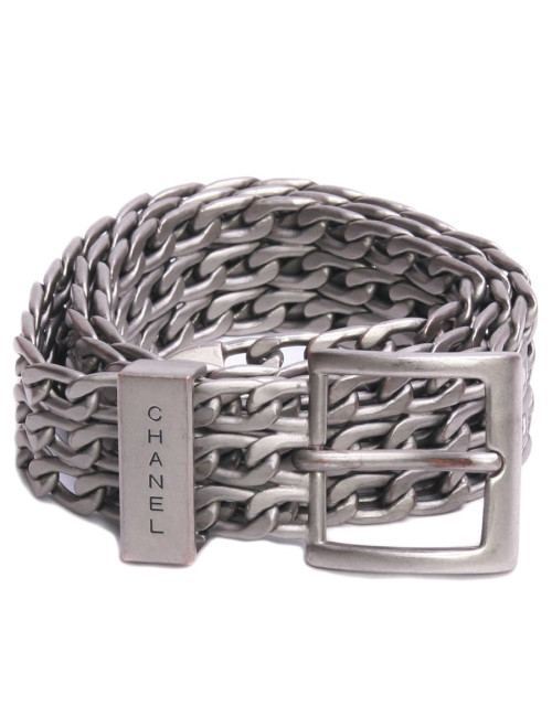 Ceinture CHANEL  T 85 triple chaîne métal argent mat