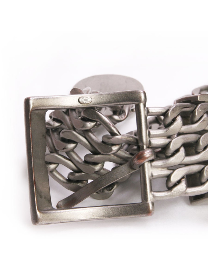 Ceinture CHANEL  T 85 triple chaîne métal argent mat