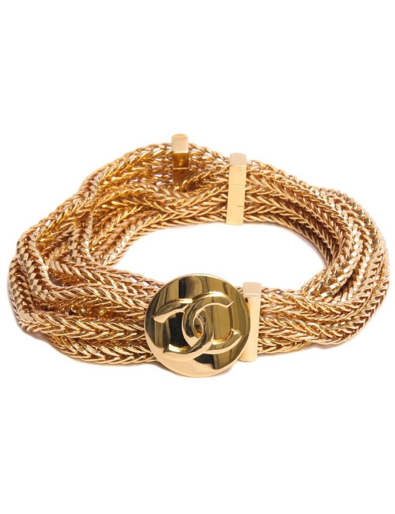 Ceinture CHANEL T 70 triple chaîne tressée dorée