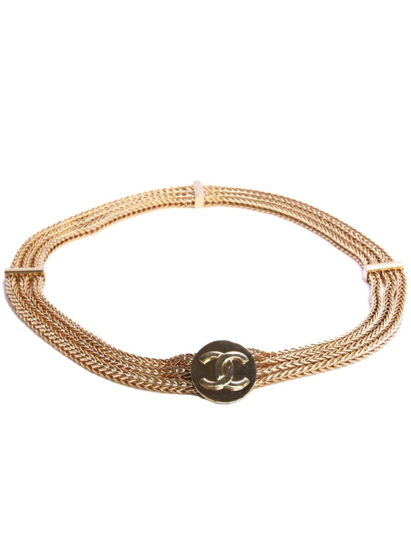 Ceinture CHANEL T 70 triple chaîne tressée dorée