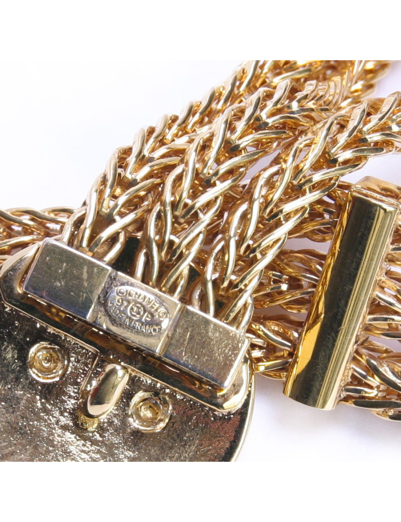 Ceinture CHANEL T 70 triple chaîne tressée dorée