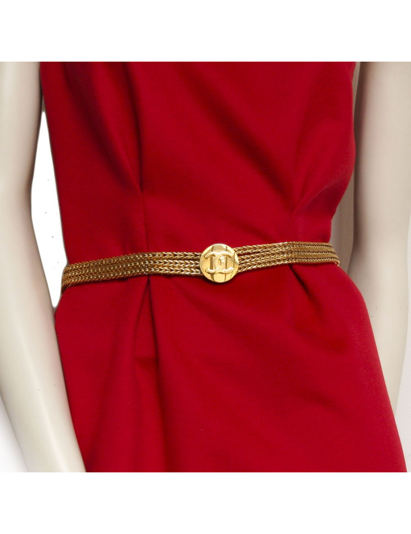 Ceinture CHANEL T 70 triple chaîne tressée dorée
