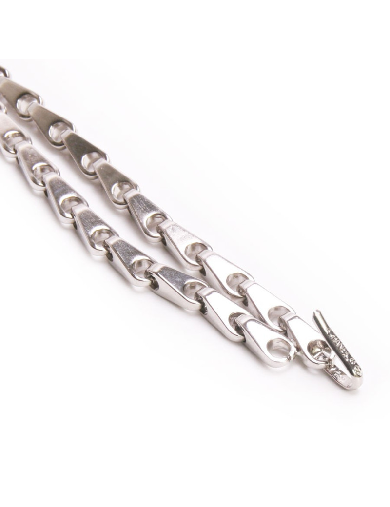 CHANEL T 85 bike chain belt in silver metal