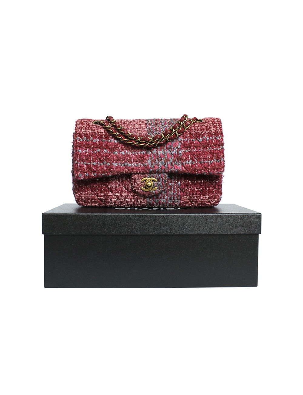 Sac CHANEL TImeless tweed multicolore et fils d'or