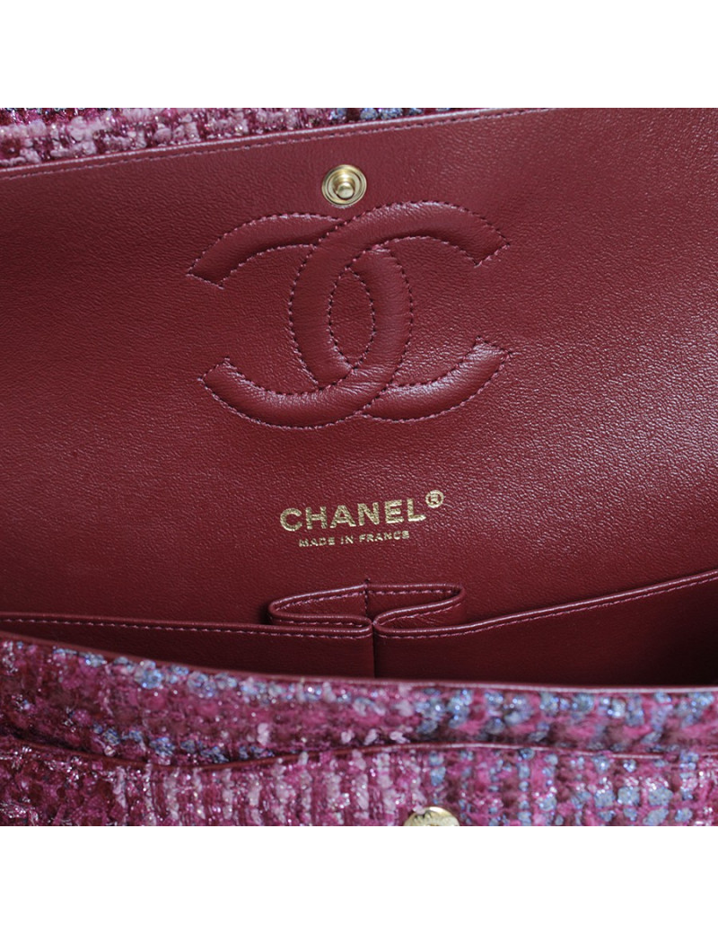 Sac CHANEL TImeless tweed multicolore et fils d'or