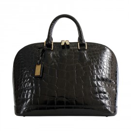 Bag "Alma" LOUIS VUITTON leather exotic black alligator