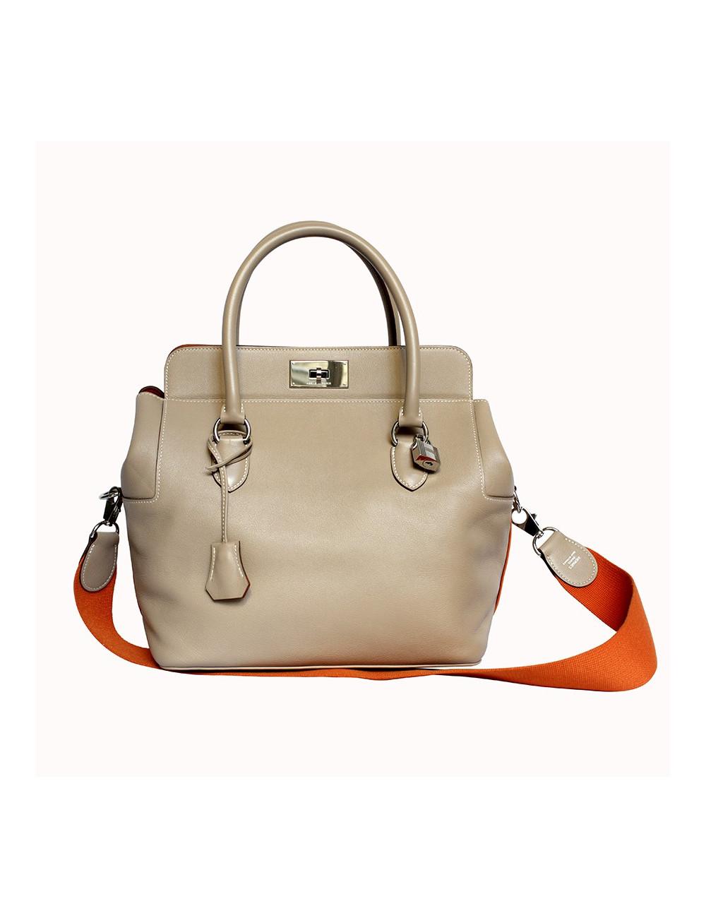 Sac "Toolbox" HERMES crème et orange 