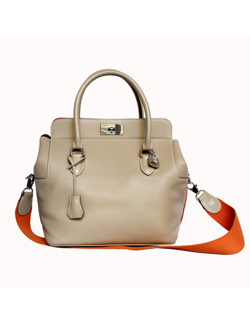 Sac "Toolbox" HERMES crème et orange 