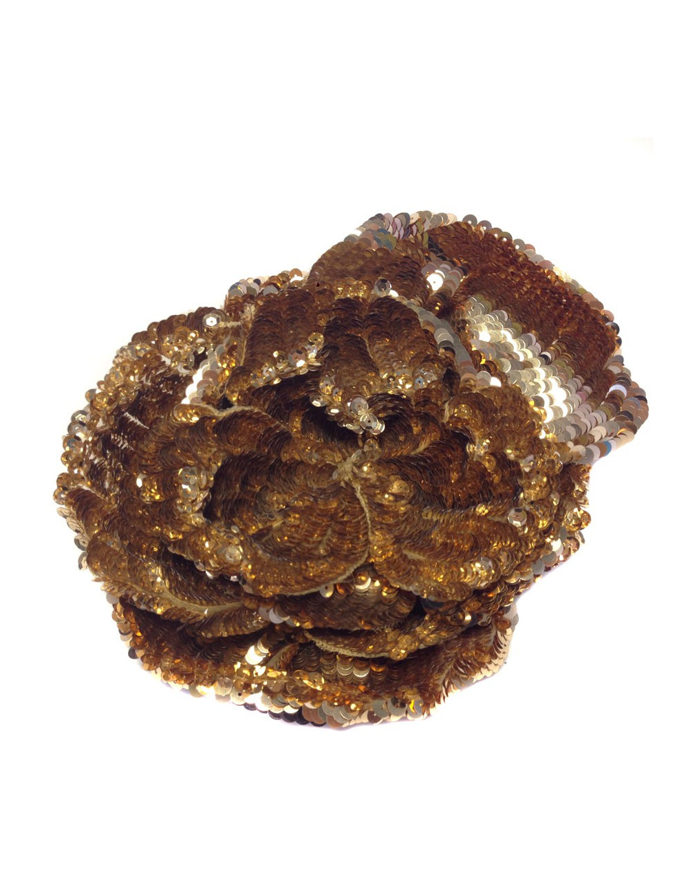 Grande broche CHANEL camélia à sequins mordorés