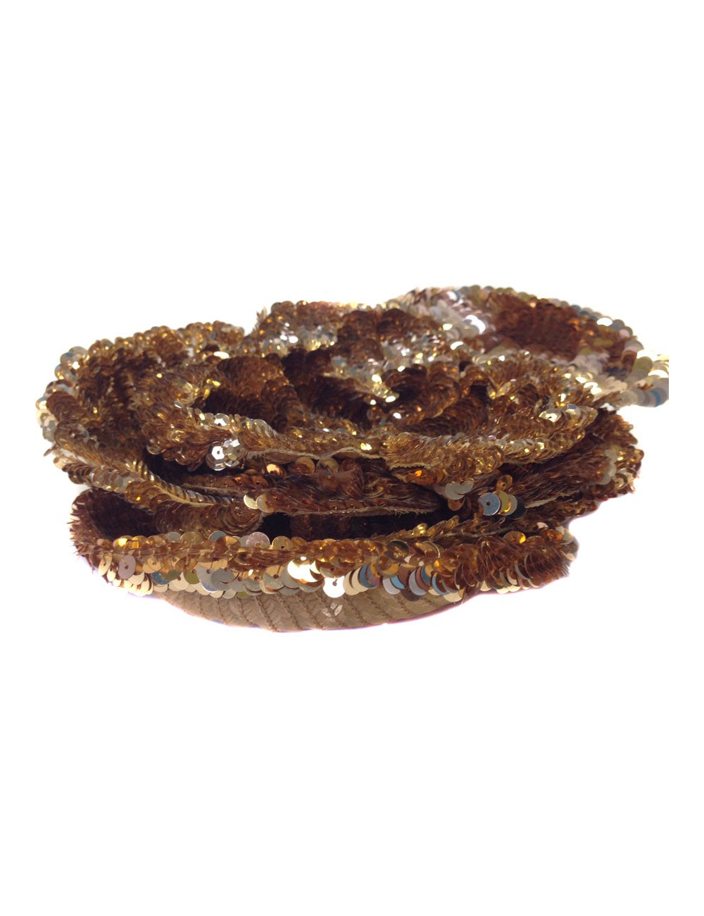 Grande broche CHANEL camélia à sequins mordorés