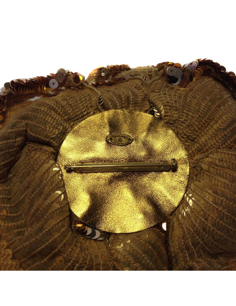 Large pin CHANEL Camellia bronze sequined