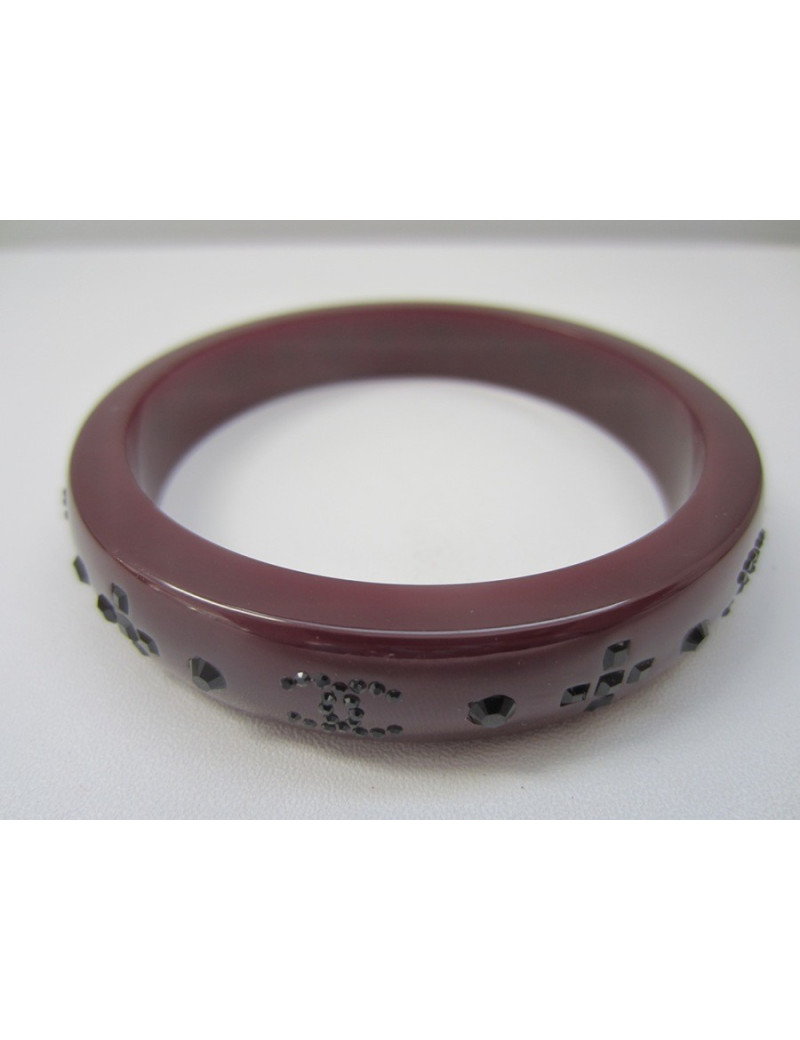 Bracelet pvc & strass bordeaux CHANEL