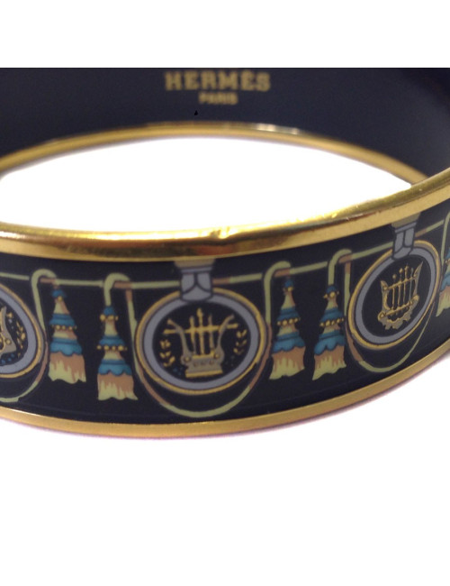 Bracelet HERMEs large en émail et métal doré à l'or fin