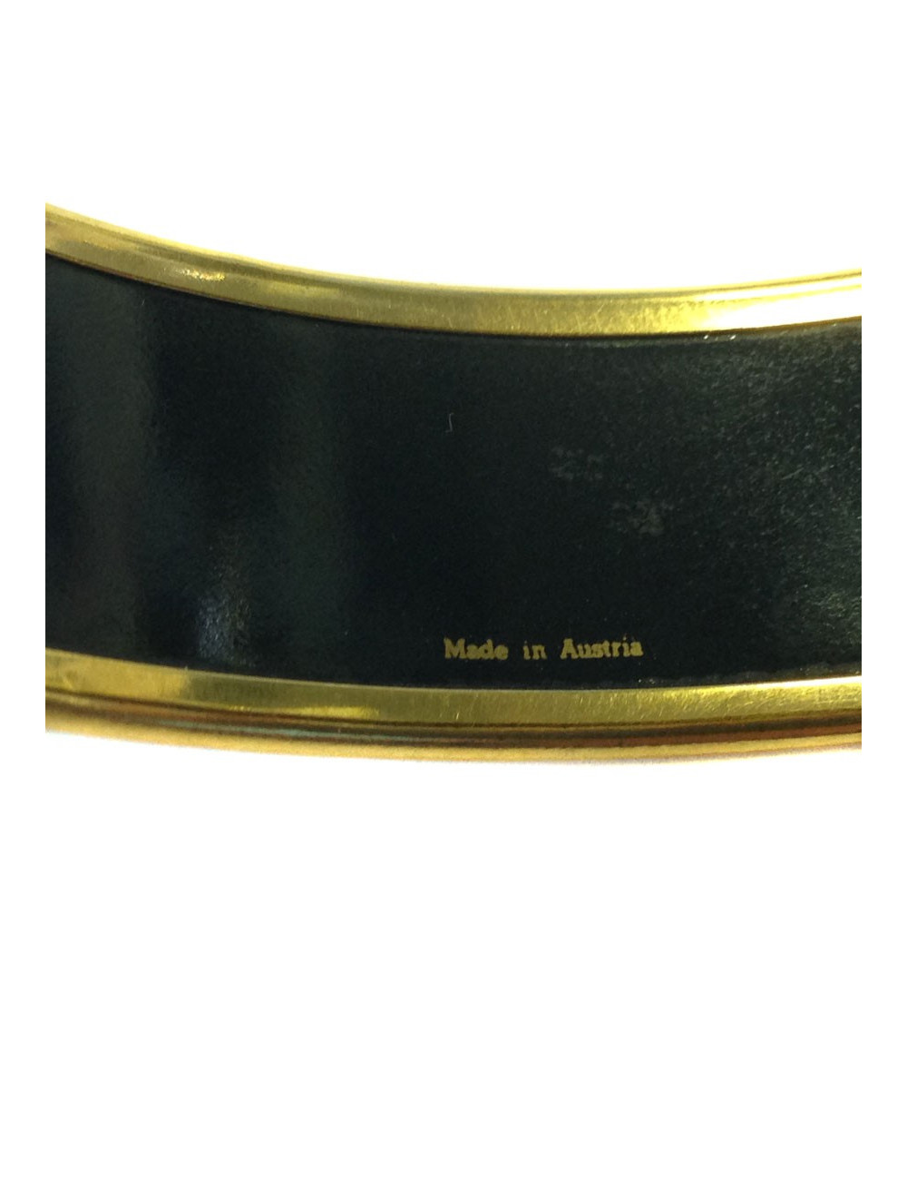 Large HERMES bracelet in black enamel and gilt gold metal