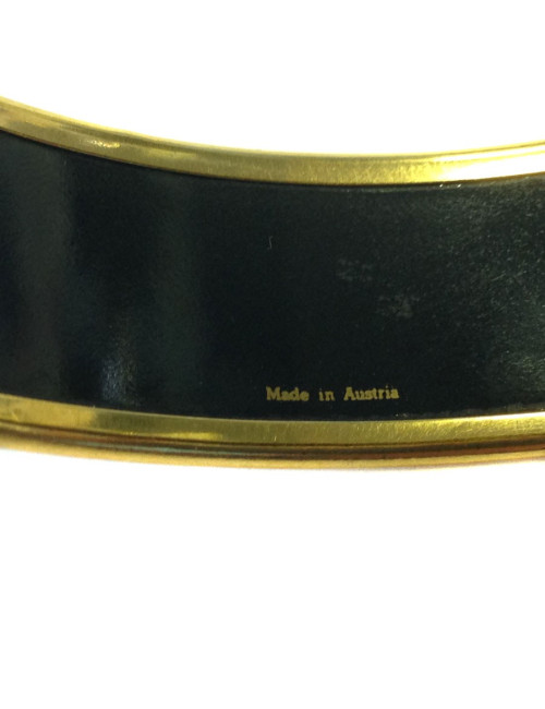 Bracelet HERMEs large en émail noir et métal doré à l'or fin
