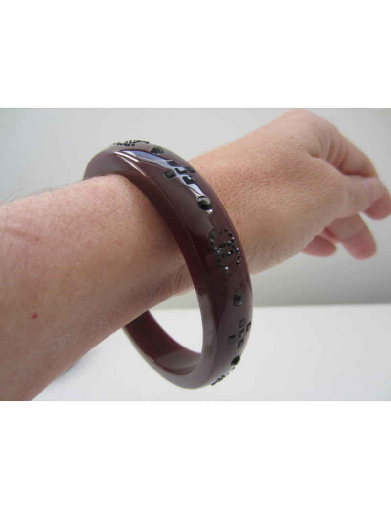 Bracelet pvc & strass bordeaux CHANEL