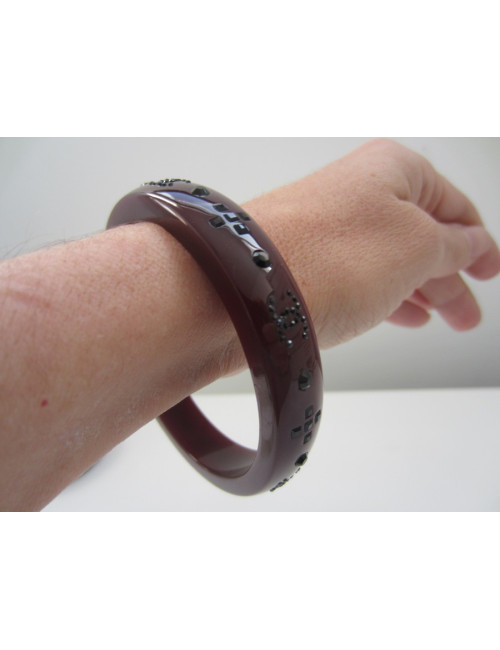 Bracelet pvc & strass bordeaux CHANEL
