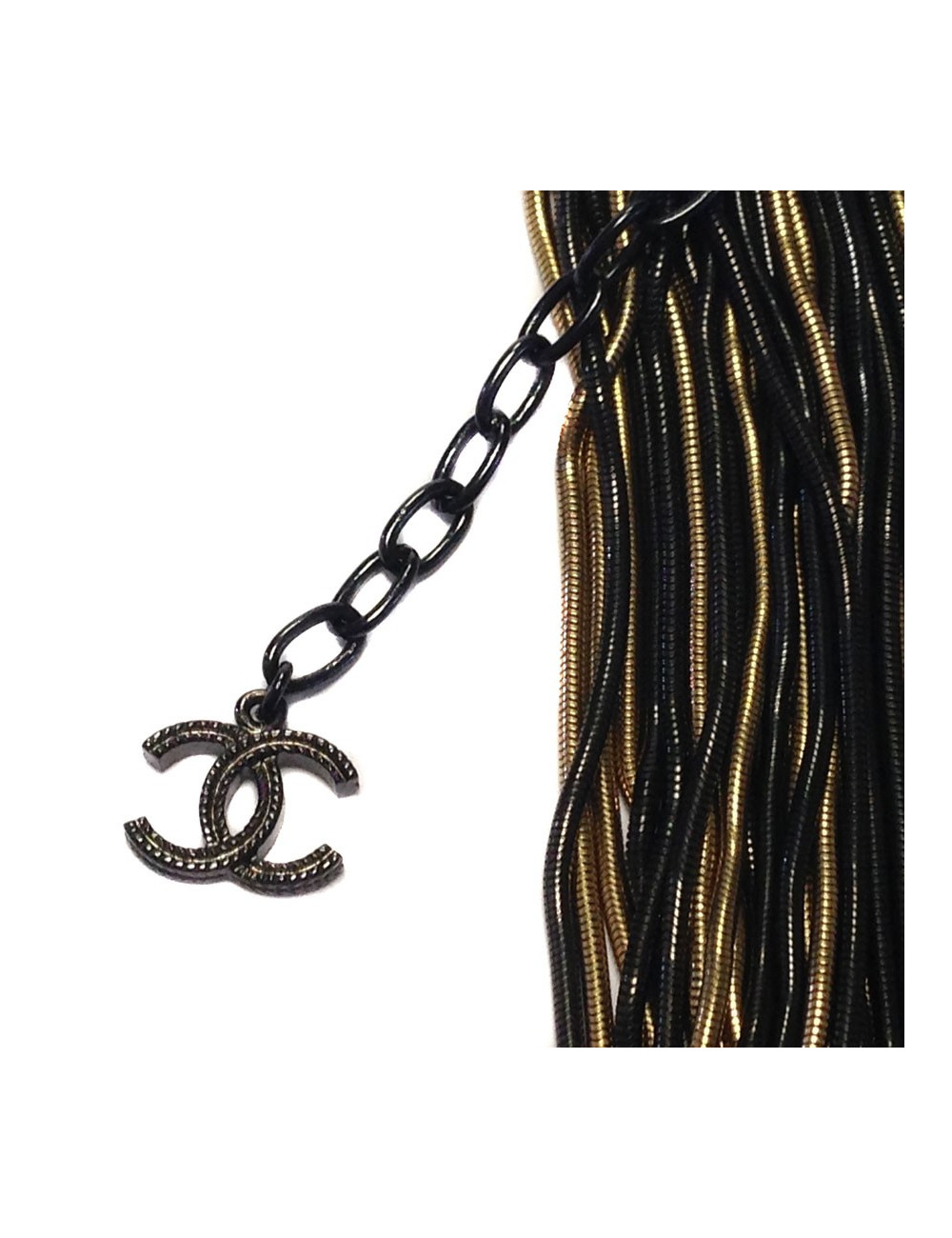 CHANEL black and gold chain necklace