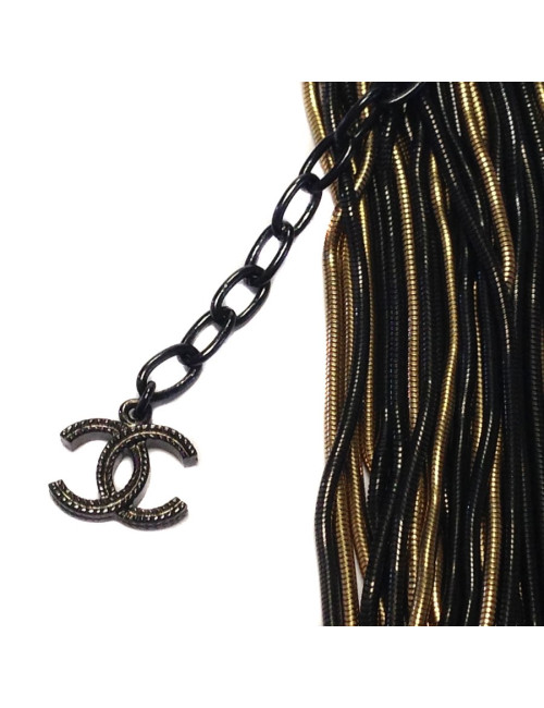 CHANEL black and gold chain necklace