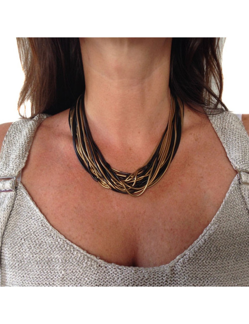 CHANEL black and gold chain necklace