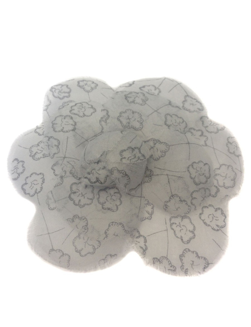 CHANEL Camellia brooch in grey veil
