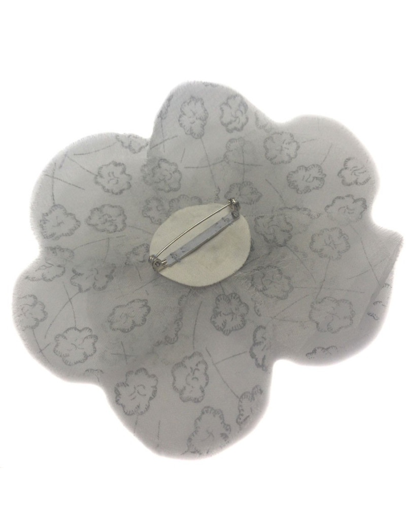 CHANEL Camellia brooch in grey veil