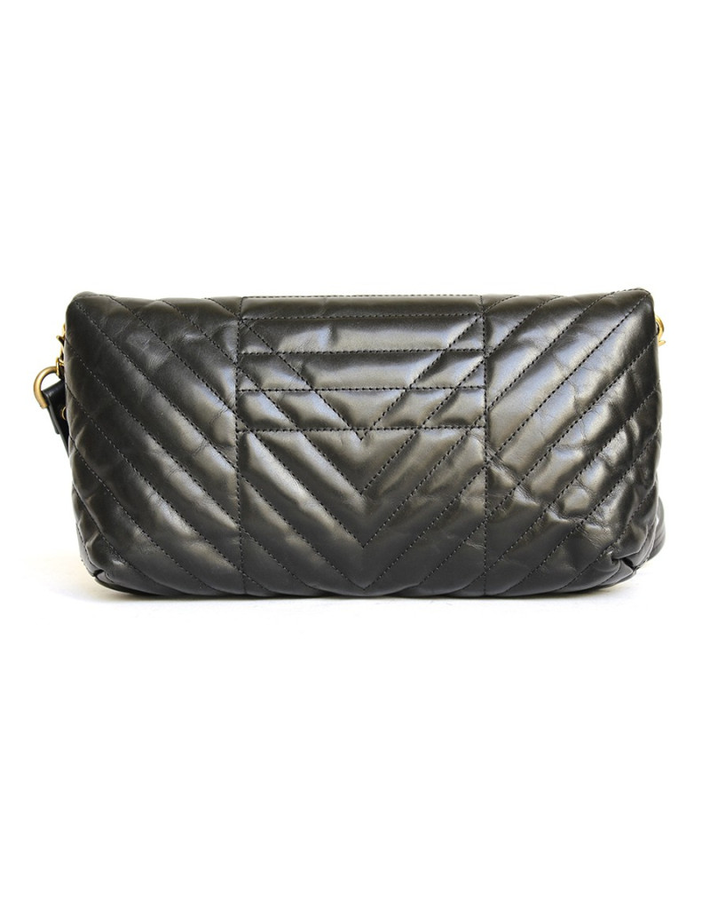 Sac LANVIN modèle "Happy" en cuir matelassé noir 