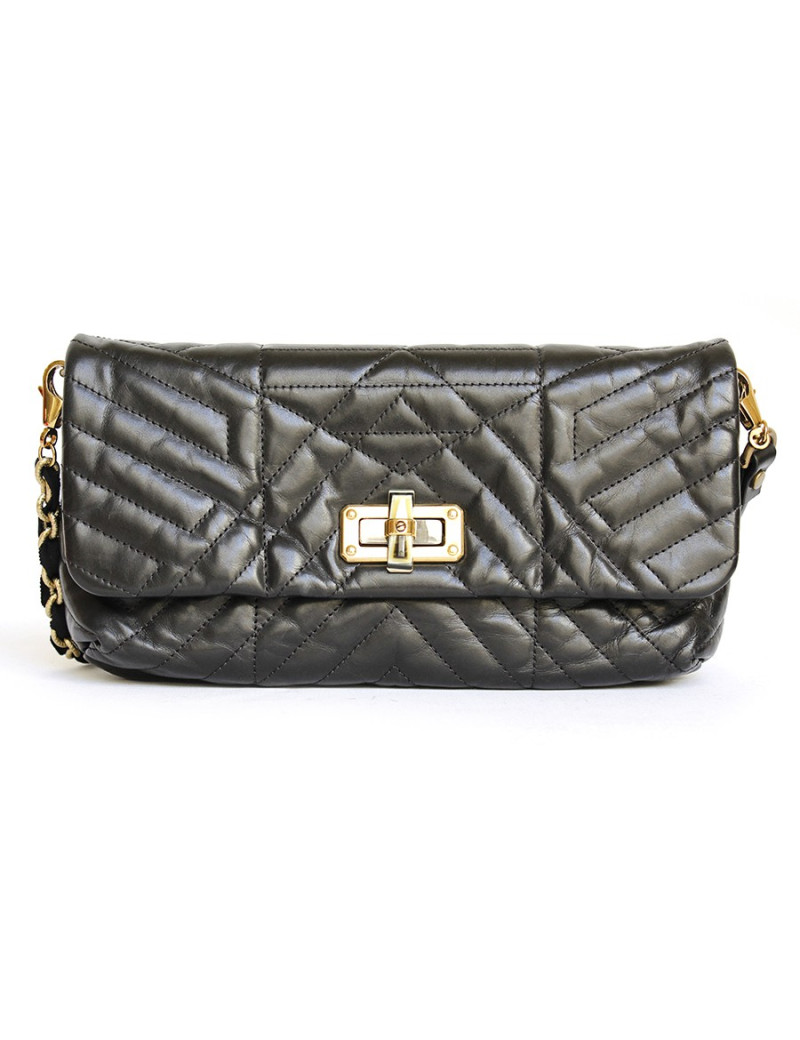 Sac LANVIN modèle "Happy" en cuir matelassé noir 