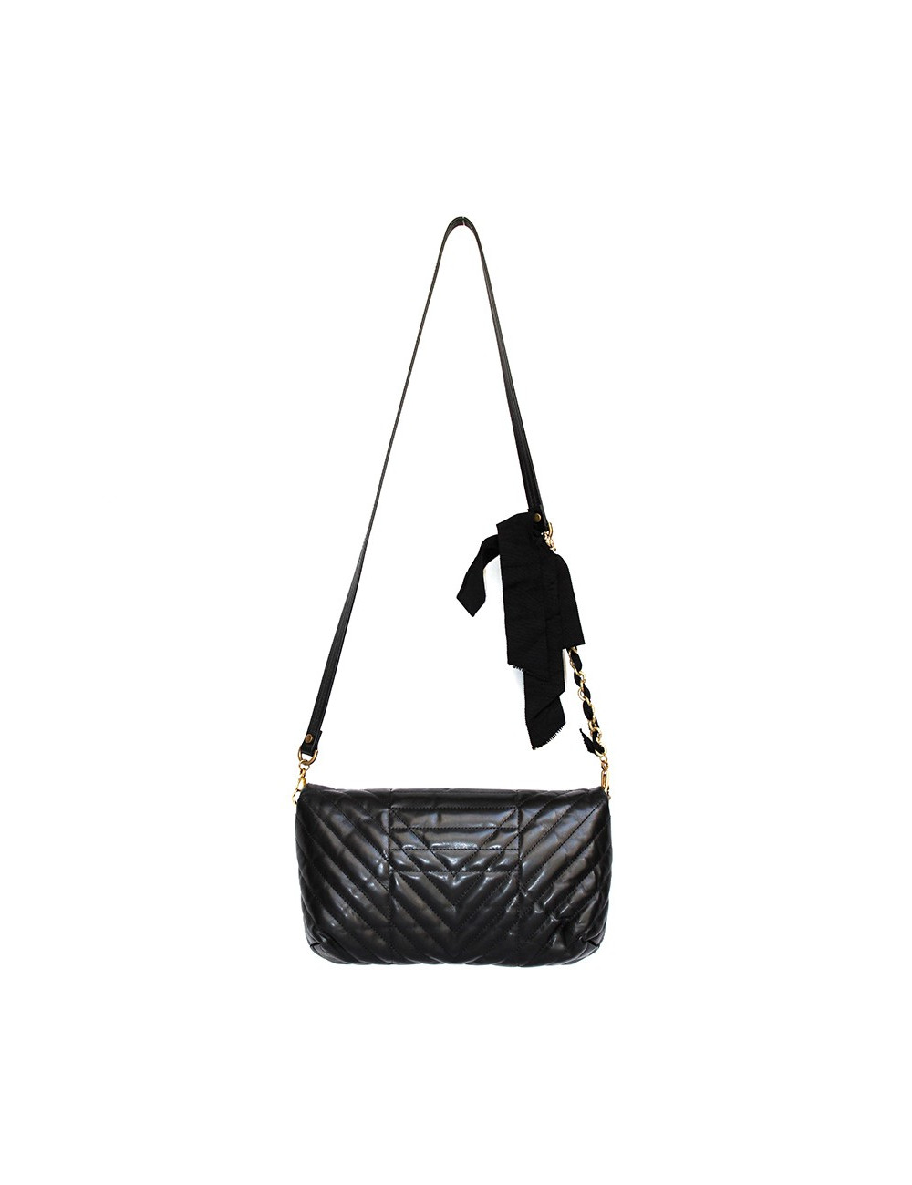 Sac LANVIN modèle "Happy" en cuir matelassé noir 