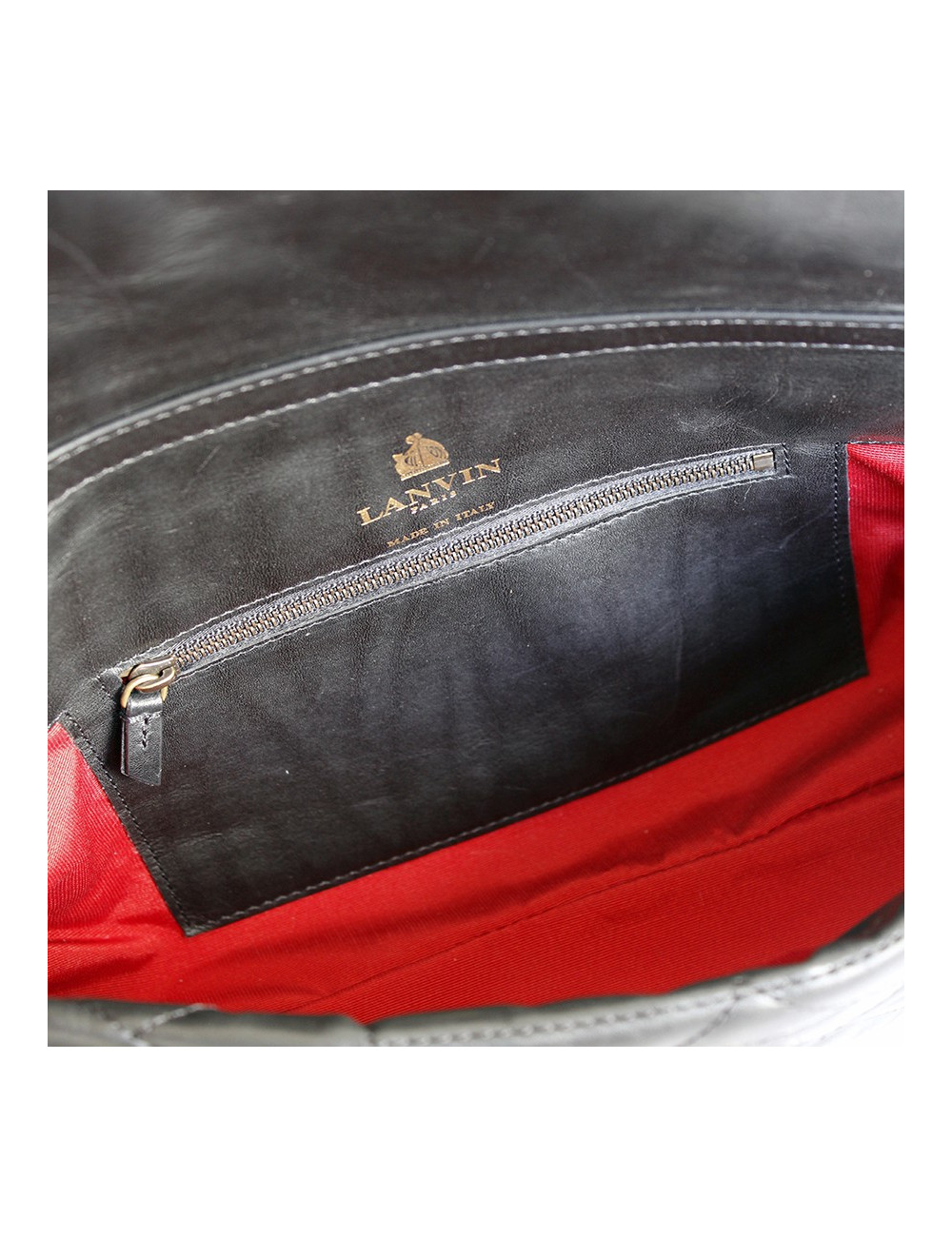 Sac LANVIN modèle "Happy" en cuir matelassé noir 