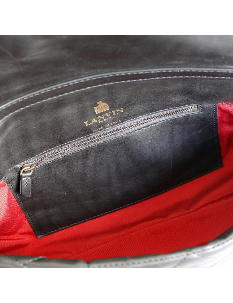 Sac LANVIN modèle "Happy" en cuir matelassé noir 