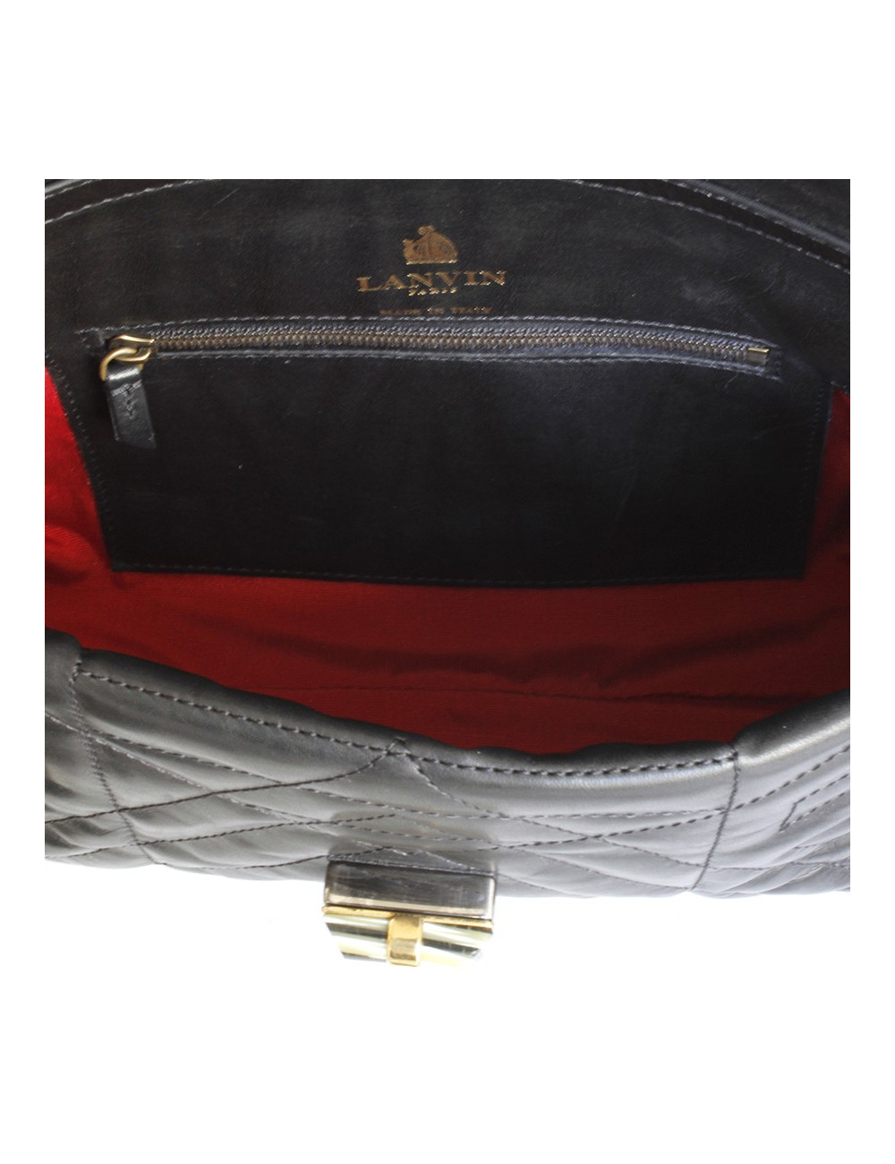 Sac LANVIN modèle "Happy" en cuir matelassé noir 