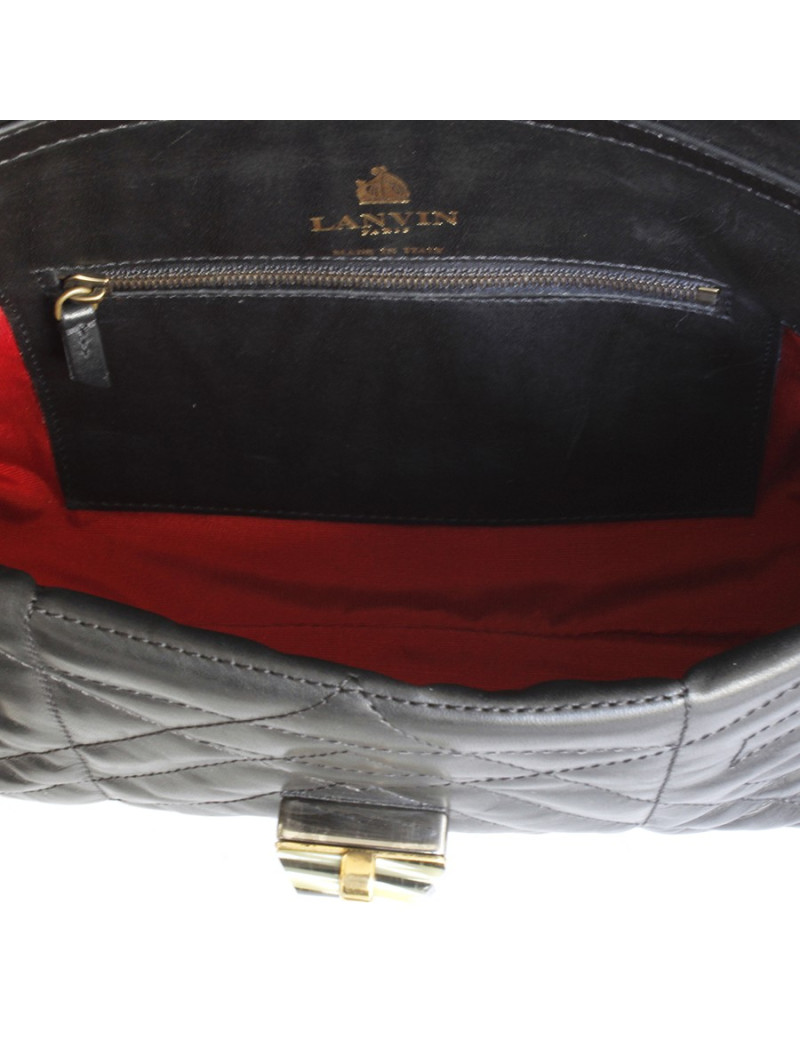 Sac LANVIN modèle "Happy" en cuir matelassé noir 