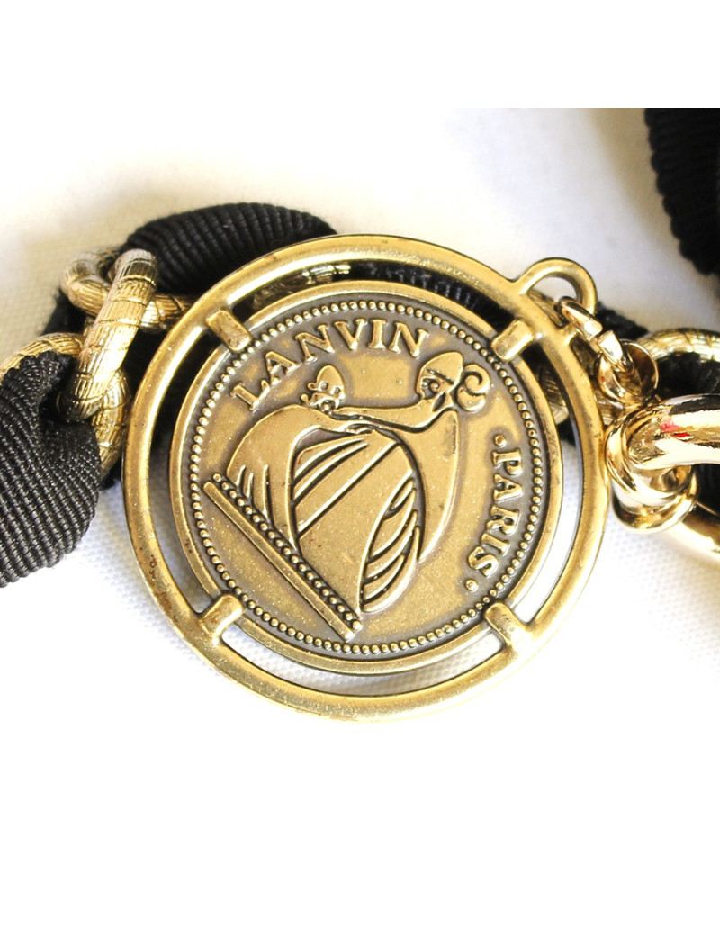 Sac LANVIN modèle "Happy" en cuir matelassé noir 