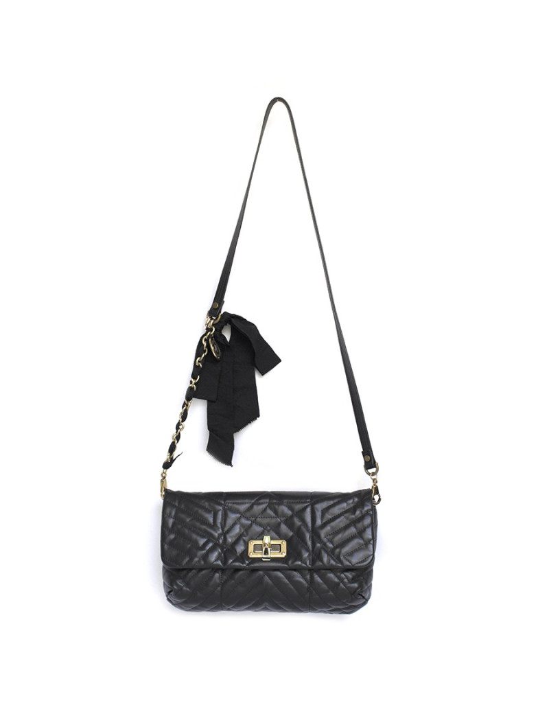 Sac LANVIN modèle "Happy" en cuir matelassé noir 